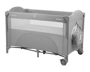 Дорожная кроватка манеж с двухуровневым дном Kikkaboo Milky Way, серая цена и информация | Манежи для детей | pigu.lt