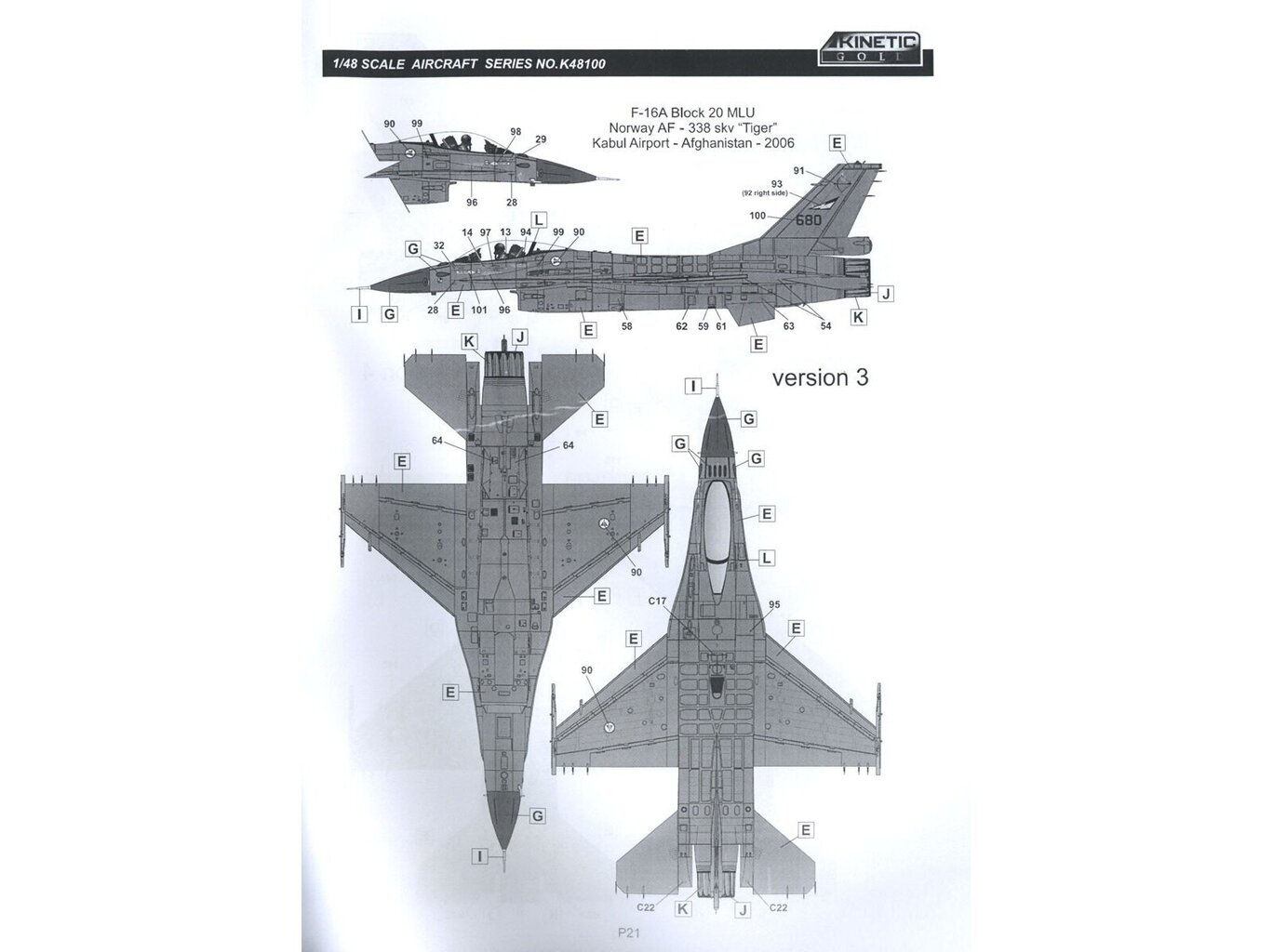 Surenkamas modelis Kinetic F-16A MLU NATO Viper, 1/48, 48100 kaina ir informacija | Konstruktoriai ir kaladėlės | pigu.lt