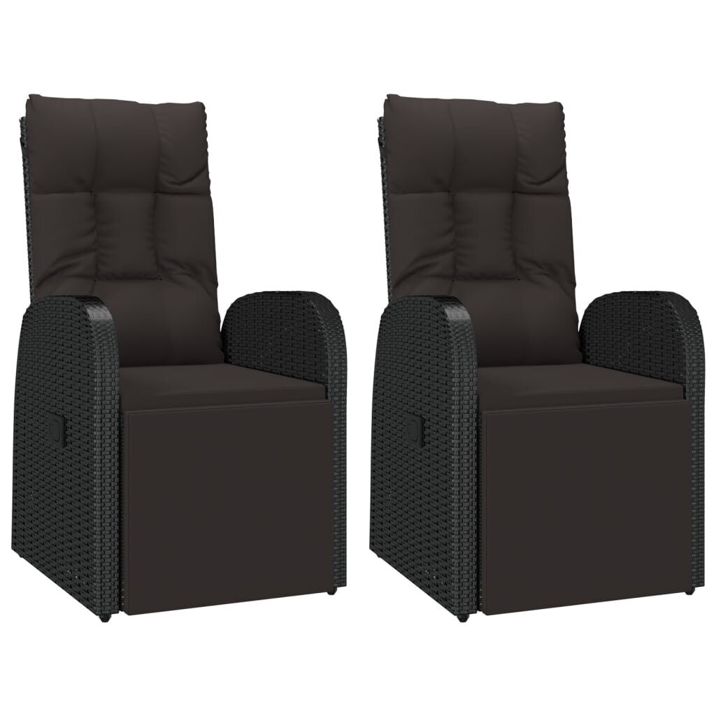 Sodo kėdės su pagalvėlėmis, 57 x 69 x 106 cm, 2vnt., juodos kaina ir informacija | Lauko kėdės, foteliai, pufai | pigu.lt
