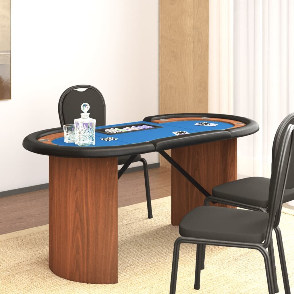 Pokerio stalas su padėklu žetonais, 160x80x75cm, mėlynas kaina ir informacija | Azartiniai žaidimai, pokeris | pigu.lt
