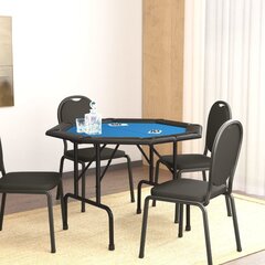 Sulankstomas pokerio stalas, 108x108x75cm, 8 žaidėjai, mėlynas цена и информация | Азартные игры | pigu.lt