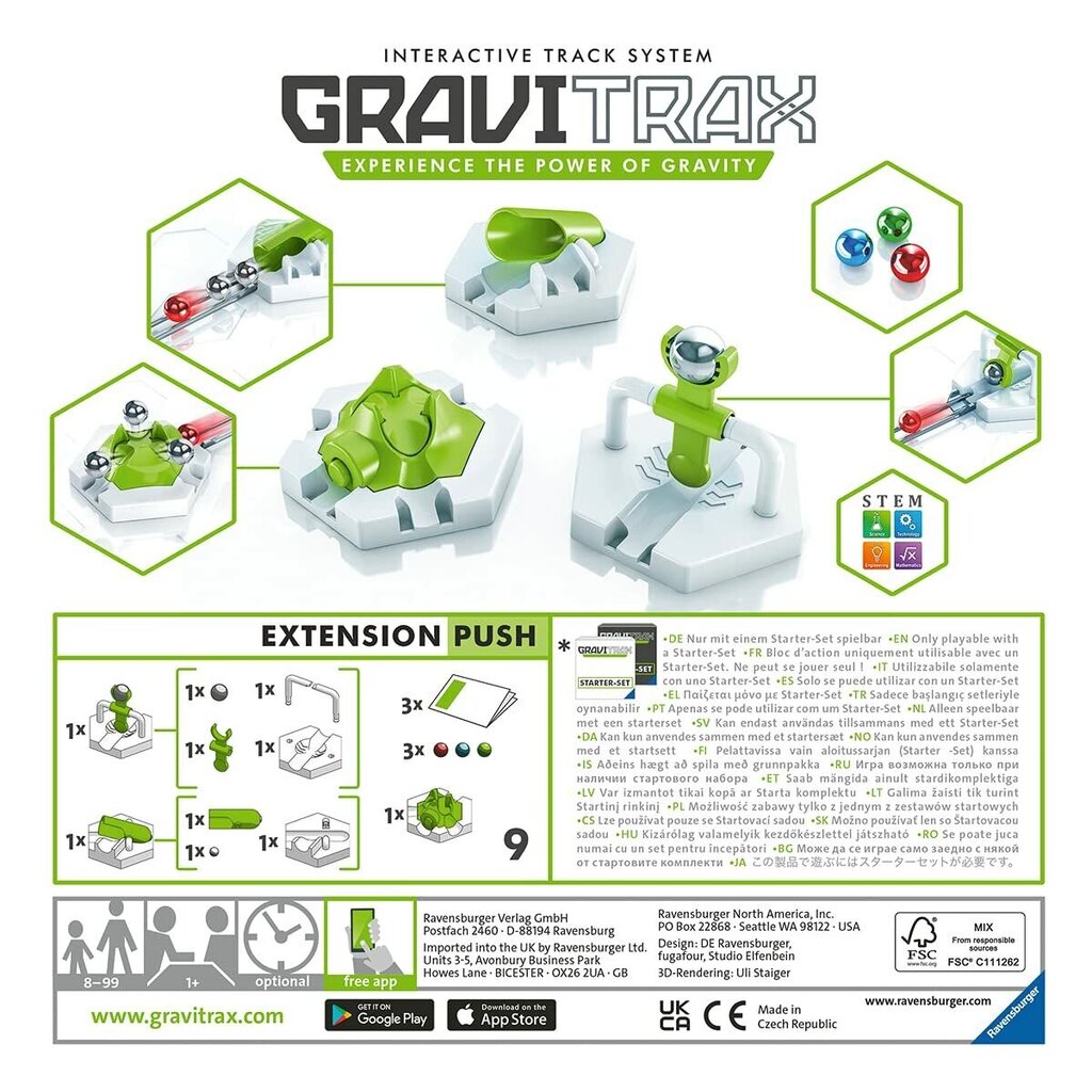 Takelių sistemos priedų rinkinys Gravitrax Push Extension kaina ir informacija | Konstruktoriai ir kaladėlės | pigu.lt