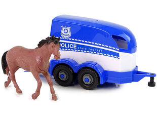 Policijos visureigis su priekaba arkliams Lean Toys, Mėlynas kaina ir informacija | Žaislai berniukams | pigu.lt