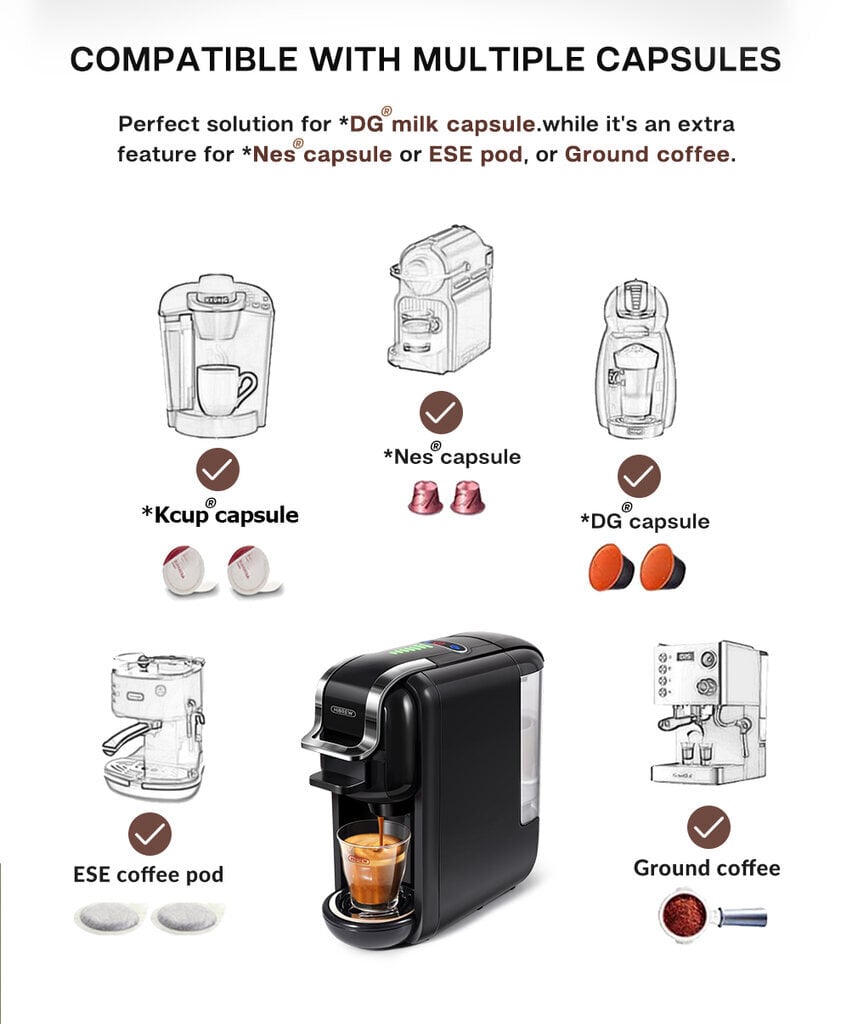 Hibrew 5-in-1 H2B kaina ir informacija | Kavos aparatai | pigu.lt
