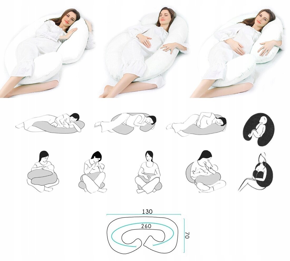 Daugiafunkcinė pagalvė nėščiosioms ir žindančioms moterims, 260x30cm цена и информация | Maitinimo pagalvės | pigu.lt
