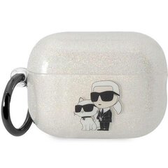 Karl Lagerfeld KLAP2HNKCTGT Airpods Pro 2 cover transparent Gliter Karl&Choupette цена и информация | Теплая повязка на уши, черная | pigu.lt