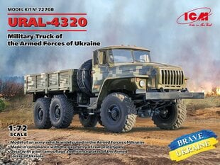 Klijuojamas modelis ICM 72708 Military Truck of the Armed Forces of Ukraine URAL-4320 1/72 цена и информация | Склеиваемые модели | pigu.lt