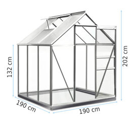 Polikarbonatinis šiltnamis 190x190, sidabrinis kaina ir informacija | Šiltnamiai | pigu.lt