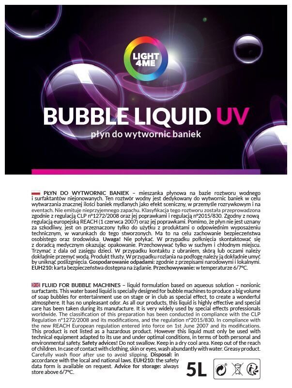 Burbulų skystis Light4me UV Color, 5l kaina ir informacija | Vandens, smėlio ir paplūdimio žaislai | pigu.lt