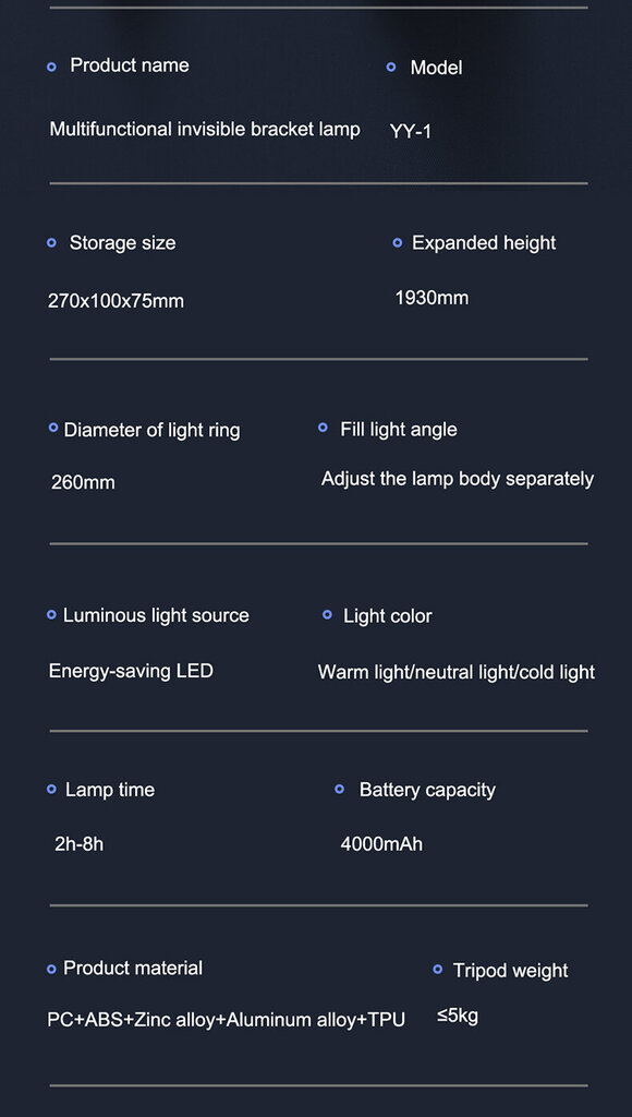 Cyke YY-1 LED šviestuvas kaina ir informacija | Fotografijos apšvietimo įranga | pigu.lt