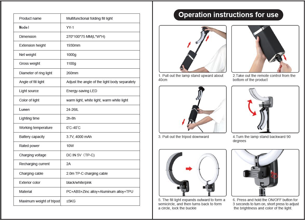 Cyke YY-1 LED šviestuvas kaina ir informacija | Fotografijos apšvietimo įranga | pigu.lt