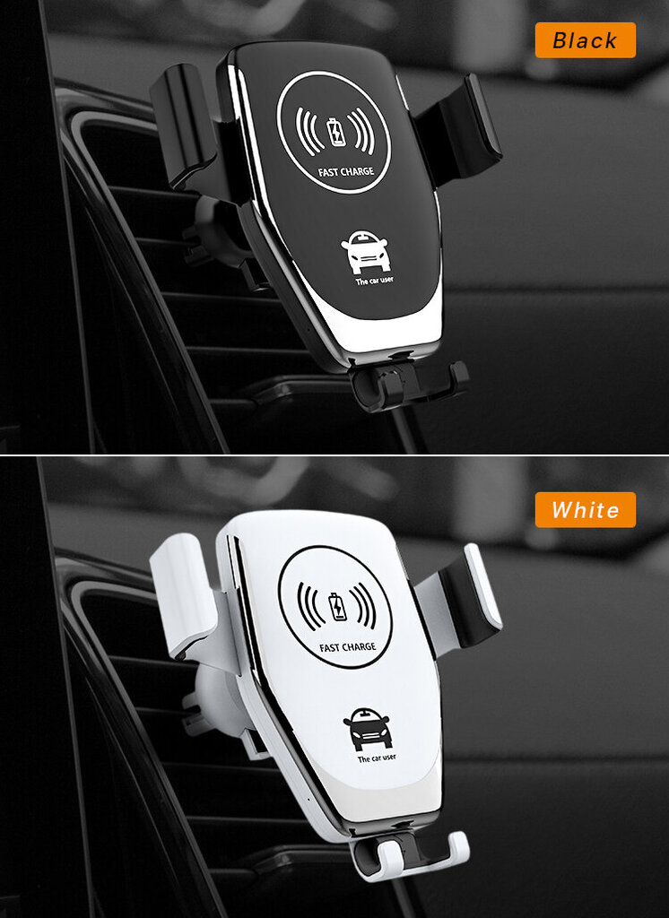 2in1 telefono laikiklis ir belaidis įkroviklis; Automobilinis telefono laikiklis ir belaidis įkroviklis; Car phone holder and charger, LIVMAN D-01 kaina ir informacija | Telefono laikikliai | pigu.lt