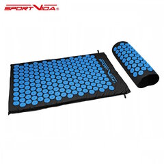 Sportvida 2in1 Set Акупрессурный Коврик 65x42cm + Подушка для Еги и массажа с сумкой Синий цена и информация | Аксессуары для массажа | pigu.lt