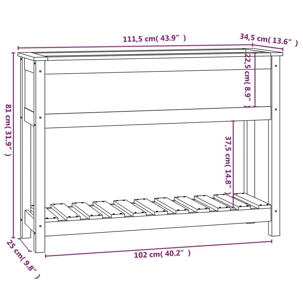 Lovelis su lentyna vidaXL, 111,5x34,5x81cm kaina ir informacija | Loveliai | pigu.lt