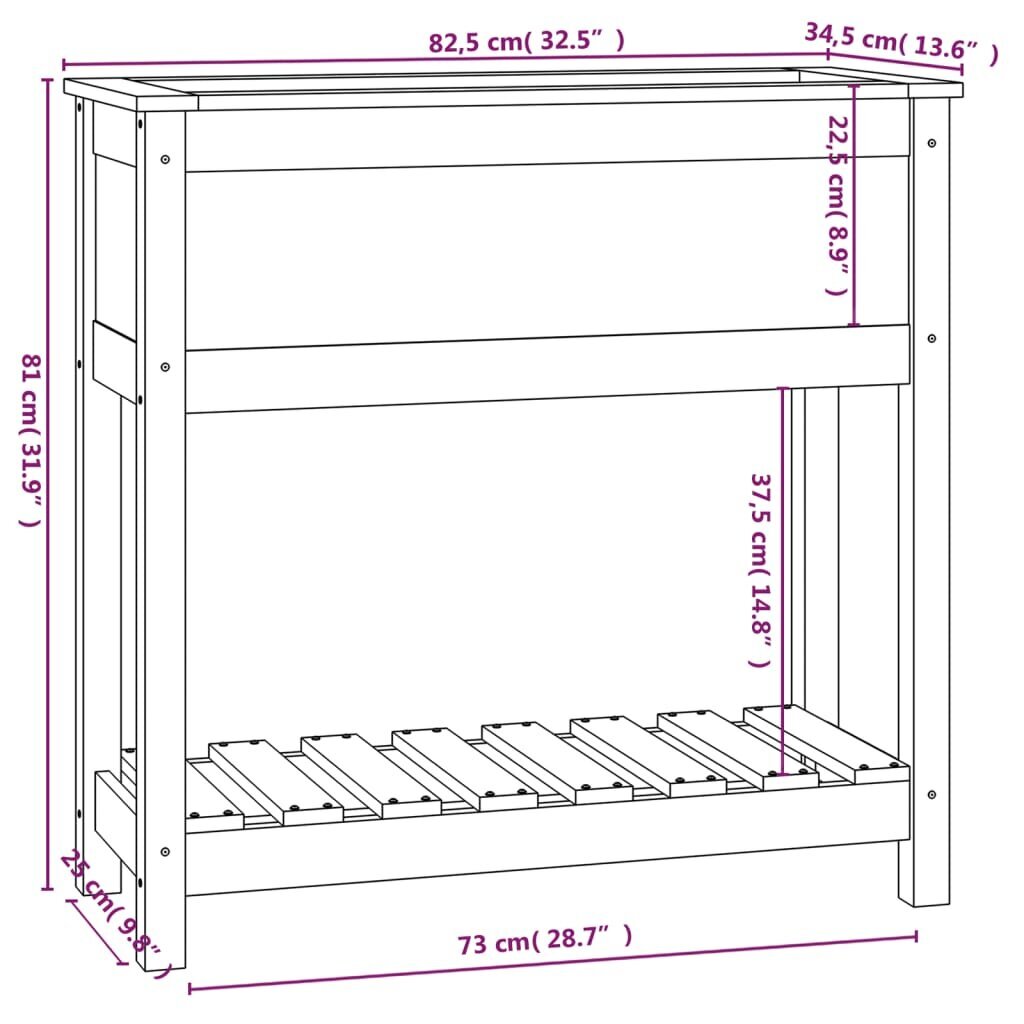 Lovelis su lentyna, 82,5x34,5x81cm, baltas kaina ir informacija | Vazonai | pigu.lt