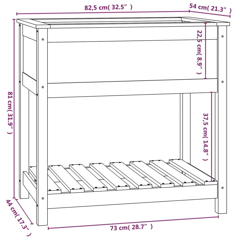 Lovelis su lentyna 82,5x54x81cm, juodas kaina ir informacija | Vazonai | pigu.lt