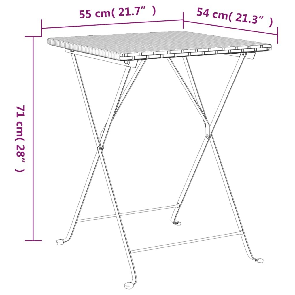 Sulankstomas bistro stalas, pilkas, 55x54x71cm kaina ir informacija | Lauko stalai, staliukai | pigu.lt