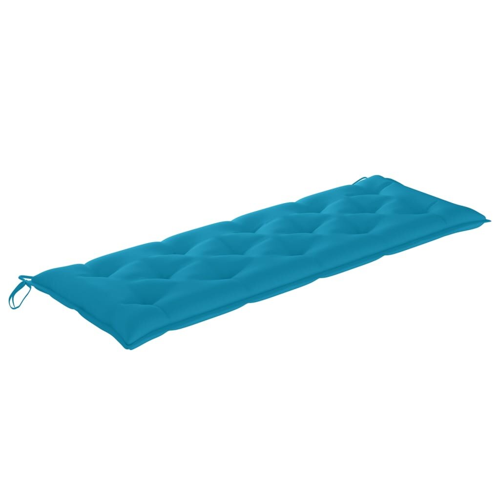vidaXL Batavia suoliukas su šviesiai mėlyna pagalvėle, 150cm, tikmedis kaina ir informacija | Lauko suolai | pigu.lt