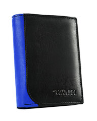 Мужской кошелек из натуральной кожи Cavaldi, черный/синий цена и информация | Мужские кошельки | pigu.lt