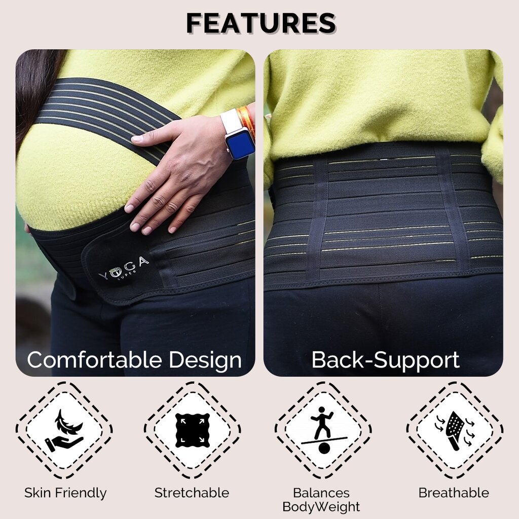 Pilvo diržas nėščioms moterims | Nėštumo būtiniausi daiktai - Juosmens, pilvo, dubens ir nugaros palaikymas (XL dydis, juoda spalva) XL цена и информация | Higienos prekės mamoms | pigu.lt
