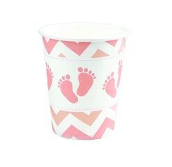 Одноразовые бумажные стаканчики Baby Shower, 220 мл, 6 шт, цвет: розовый, 6225 цена и информация | Праздничная одноразовая посуда | pigu.lt