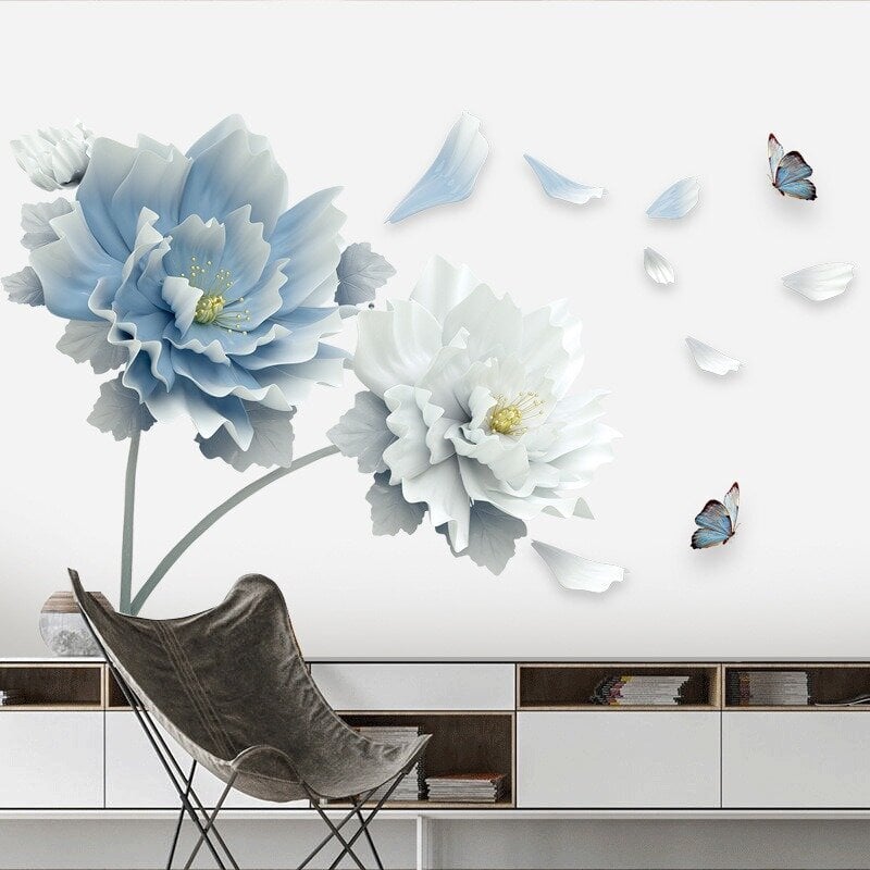 Interjero lipdukas Mėlynas ir baltas gėlės žiedas цена и информация | Interjero lipdukai | pigu.lt