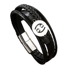 Черный кожаный браслет с созвездием Рака цена и информация | Женские браслеты | pigu.lt
