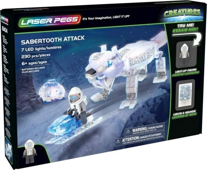 Konstruktorius Laser Pegs Sabertooth Attack, 230 d. цена и информация | Konstruktoriai ir kaladėlės | pigu.lt