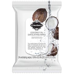 Šveičiamosios servetėlės Fake Bake Coconut Oil Exfoliating Wipe, 24 vnt. kaina ir informacija | Veido prausikliai, valikliai | pigu.lt