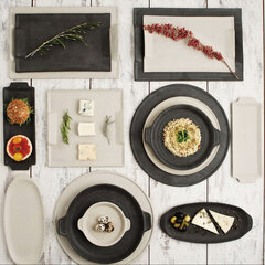 поднос для закусок Quid Mineral Керамика Чёрный (15 x 30 cm) (8 штук) цена и информация | Посуда, тарелки, обеденные сервизы | pigu.lt