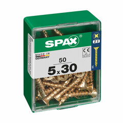 Коробка для винтов SPAX Шуруп Плоская головка (5 x 30 mm) (5,0 x 30 mm) цена и информация | Крепежные изделия | pigu.lt