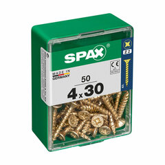 Коробка для винтов SPAX 4197000400301 Шуруп Плоская головка (4 x 30 mm) (4,0 x 30 mm) цена и информация | Крепежные изделия | pigu.lt