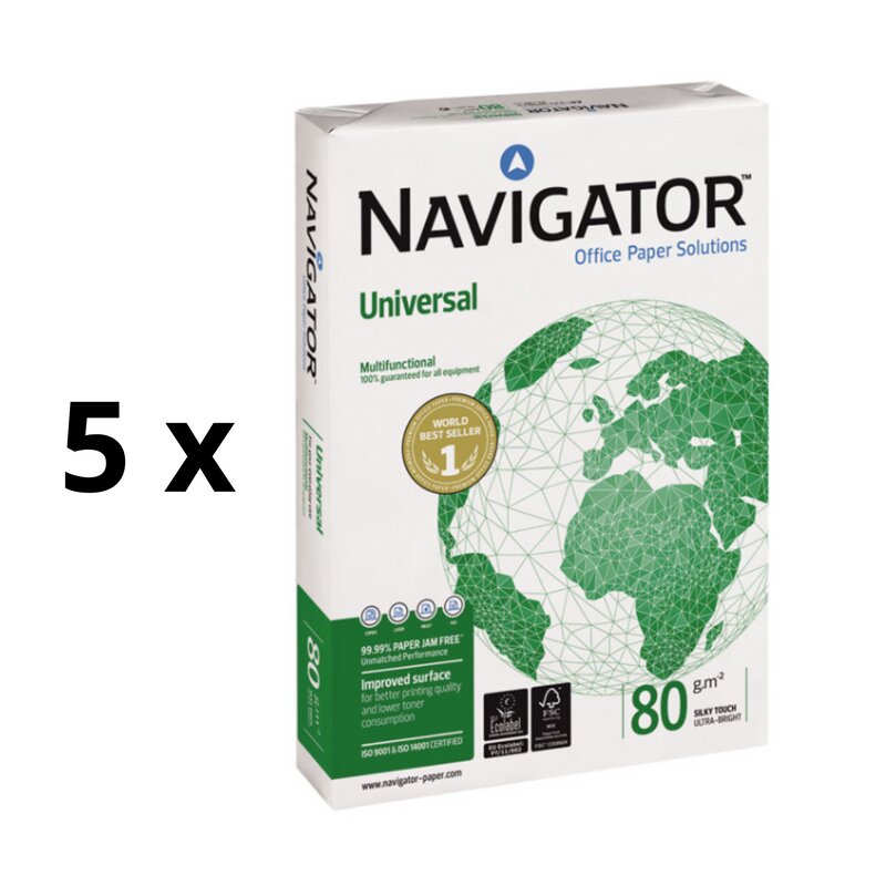 Biuro popierius Navigator Universal, A3, 80 g/m2, 500 lapų 5 vnt kaina ir informacija | Sąsiuviniai ir popieriaus prekės | pigu.lt
