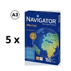 Biuro popierius Navigator Office Card, A3, 160 g/m2, 250 lapų 5 vnt kaina ir informacija | Sąsiuviniai ir popieriaus prekės | pigu.lt