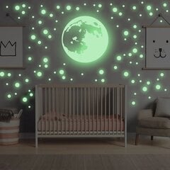 Светящиеся виниловые наклейки на стену Ночное небо Светоотражающий стикер с Луной цена и информация | Интерьерные наклейки | pigu.lt