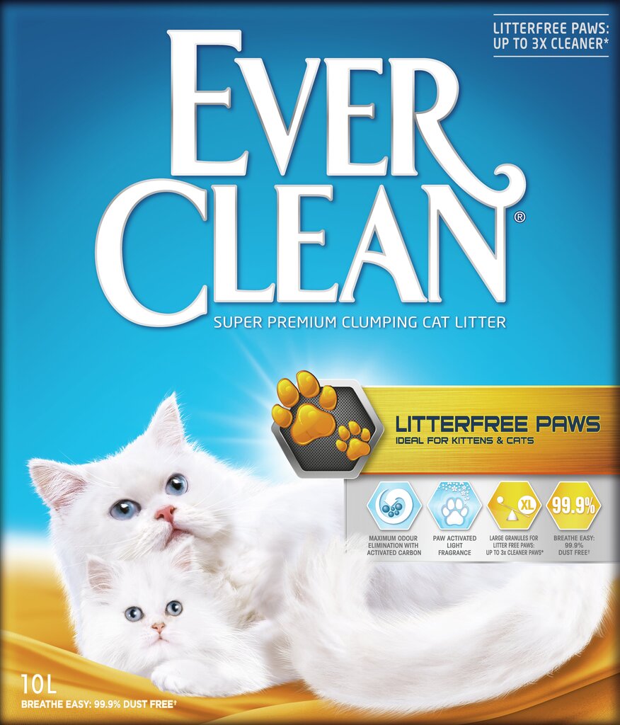 Kačių kraikas EverClean Litter Free Paws, 10 L kaina ir informacija | Kraikas katėms | pigu.lt