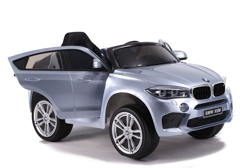 Vienvietis elektromobilis vaikams BMW X6, Sidabrinis kaina ir informacija | Elektromobiliai vaikams | pigu.lt