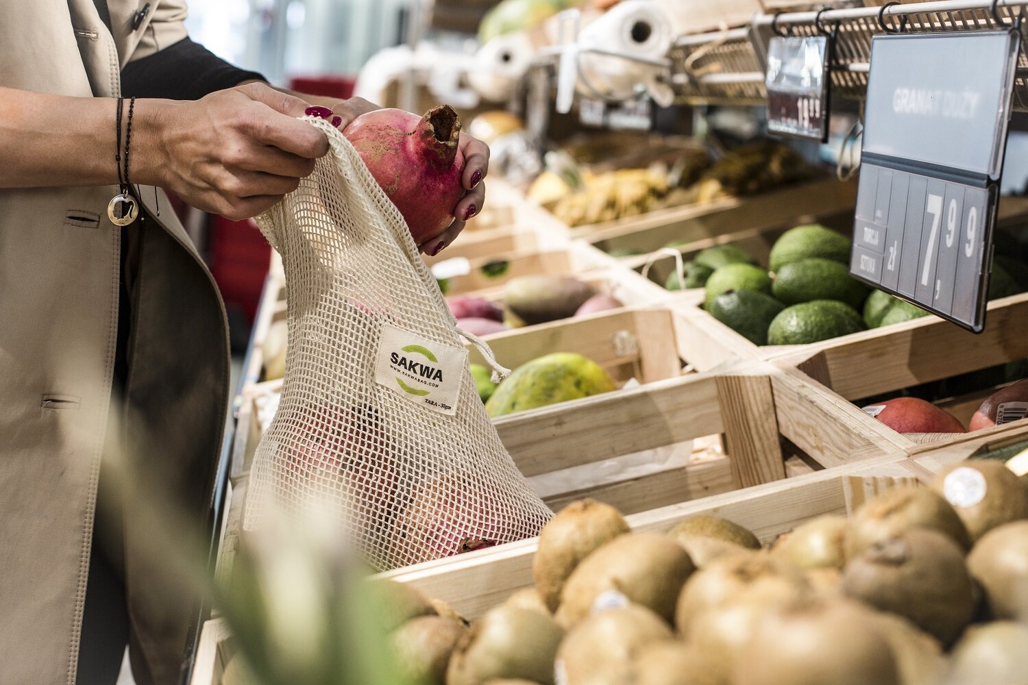 Daugkartiniai tinkliniai maišeliai vaisiams ir daržovėms, 5 vnt. цена и информация | Maisto saugojimo  indai | pigu.lt