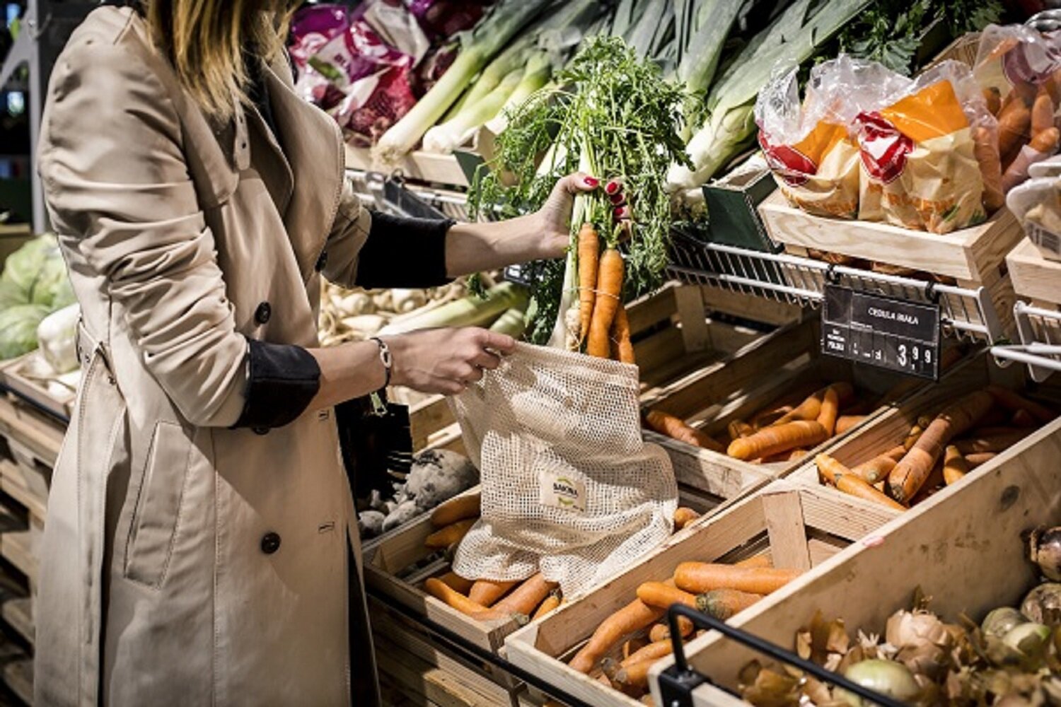 Daugkartiniai tinkliniai maišeliai vaisiams ir daržovėms, 5 vnt. цена и информация | Maisto saugojimo  indai | pigu.lt