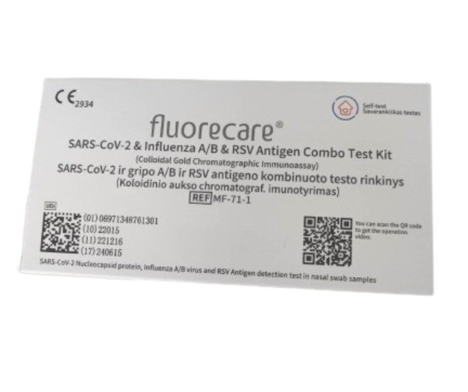 Fluorecare SARS-CoV-2 ir gripo A/B ir RSV antigeno kombinuoto testo rinkinys 50vnt kaina ir informacija | COVID-19 greitieji testai | pigu.lt