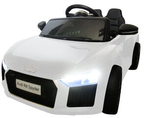 Dvivietis elektromobilis Audi R8, baltas kaina ir informacija | Elektromobiliai vaikams | pigu.lt