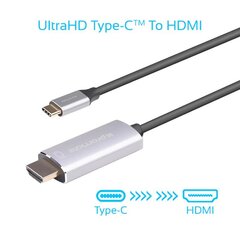 Promate USB-C į HDMI garso vaizdo kabelis su UltraHD palaikymu, 1,8 m kaina ir informacija | Kabeliai ir laidai | pigu.lt