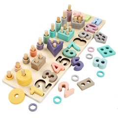 Обучающая и развивающая игра; головоломка Монтессори с фигурами и числами; Игра «Сделай сам» (DIY); Соответствующая доска Монтессори; Montessori matching board CSDW-021, 98 шт. цена и информация | Развивающие игрушки | pigu.lt