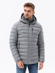 Куртка мужчины стеганая с капюшоном Ombre C549 серый цена и информация | Мужские куртки | pigu.lt