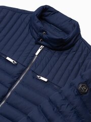 Куртка мужчины стеганая байкерская Ombre C553 темно-синий цена и информация | Мужские куртки | pigu.lt