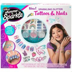 Маникюрный набор Shimmer 'n Sparkle Tattoos & Nails Детский цена и информация | Игрушки для девочек | pigu.lt