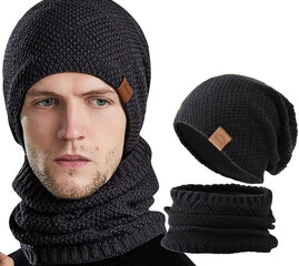 Мужской зимний утепленный комплект KR86 - шапка и шейный рукав цена и информация | Мужские шарфы, шапки, перчатки | pigu.lt