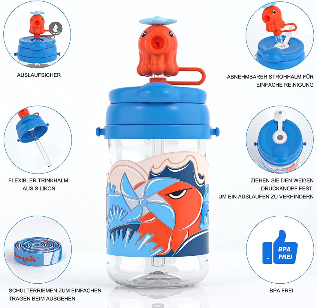Bunnytoo kūdikio buteliukas, 350 ml, mėlynas kaina ir informacija | Buteliukai kūdikiams ir jų priedai | pigu.lt