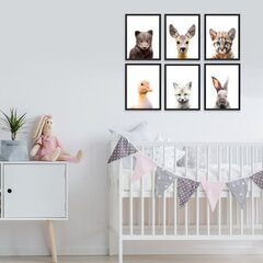 Plakatų rinkinys su mažais gyvūnėliais Dekoras vaikų kambariui - 6 vnt. kaina ir informacija | Interjero lipdukai | pigu.lt