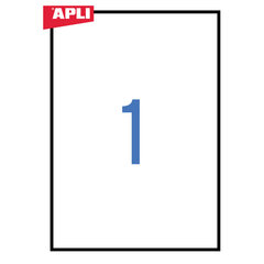 Клейкие этикетки Apli, 210 x 297 мм, A4, 1 наклейки на листе, 25 страниц, белые цена и информация | Канцелярские товары | pigu.lt
